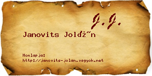 Janovits Jolán névjegykártya